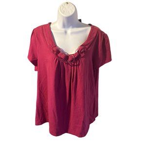 R-Q-T short sleeve pink plastic chain detail blouse size XL